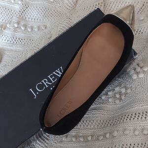 New! Amelia J. Crew Women's Flats in Black with Gold Accents